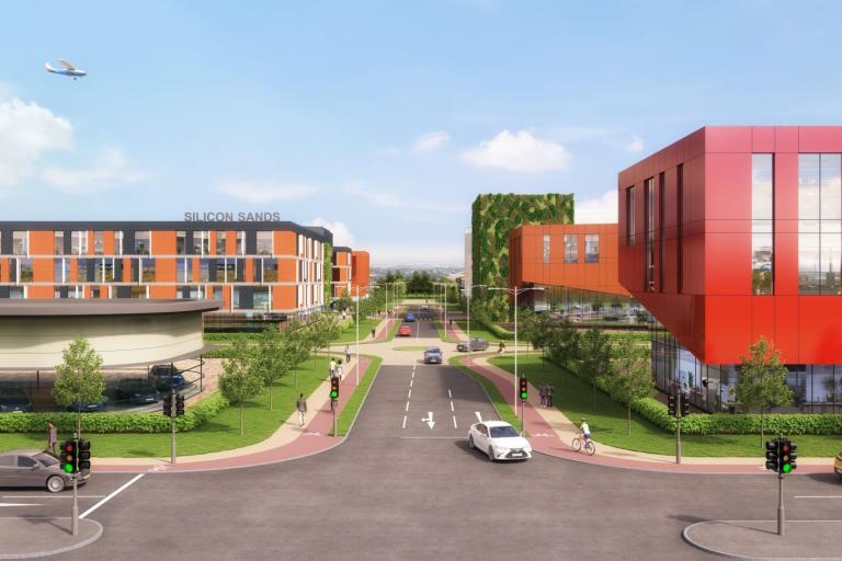 An artists impression of how a fully built out Silicon Sands data centre campus could look